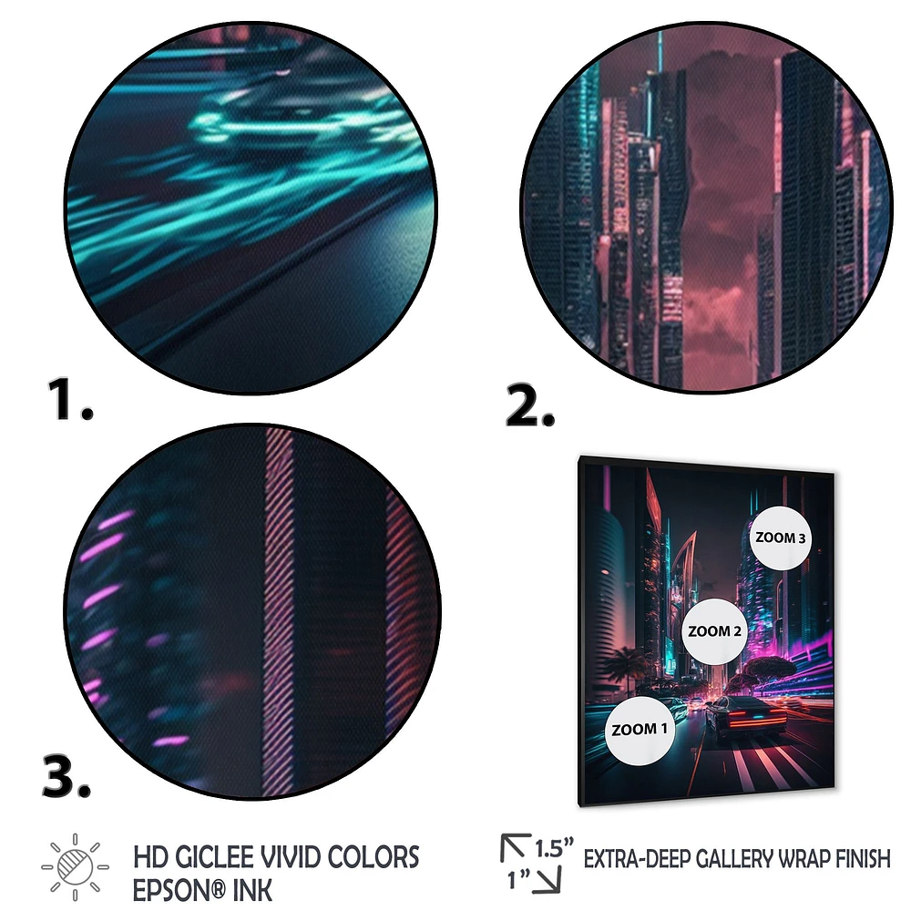Futuristic Miami Neon Art Wall