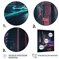 Futuristic Miami Neon Art Wall