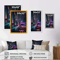 Futuristic Miami Neon Art Wall