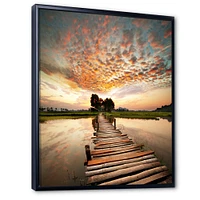 Makeshift Wooden Pier Over River  Canvas Wall Art