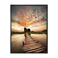 Makeshift Wooden Pier Over River  Canvas Wall Art
