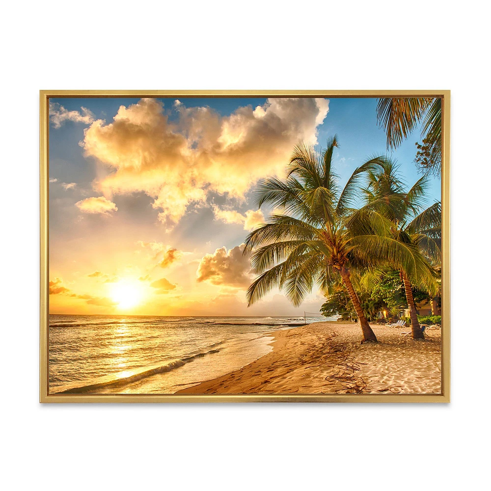 Gorgeous Beach of Island Barbados  Canvas Wall Art Print
