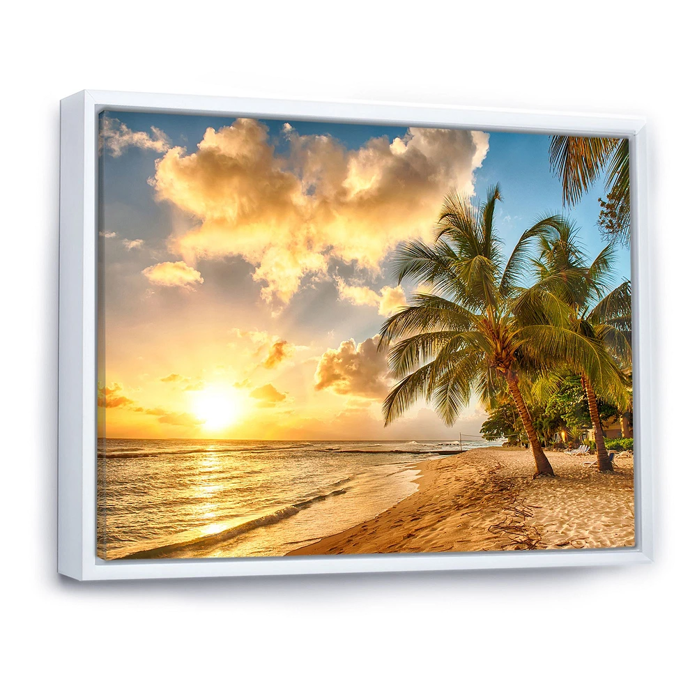 Gorgeous Beach of Island Barbados  Canvas Wall Art Print