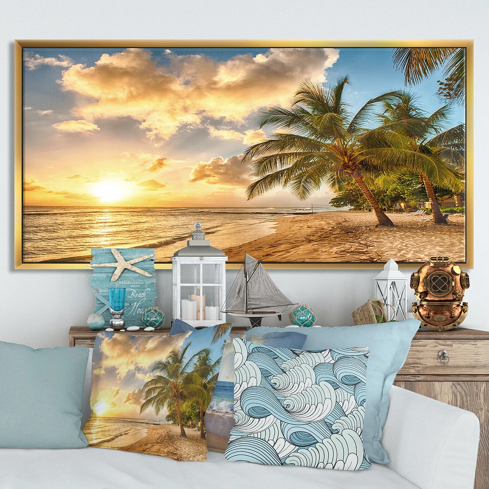 Gorgeous Beach of Island Barbados  Canvas Wall Art Print
