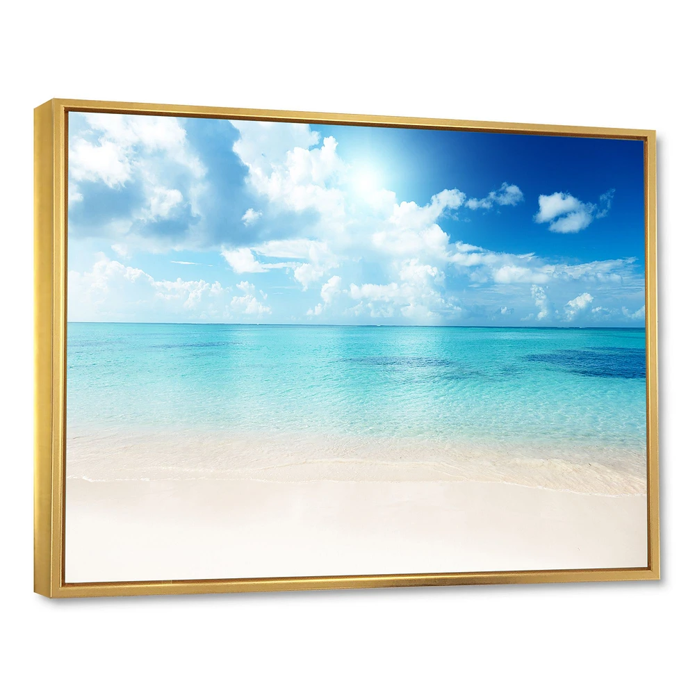 Sand of Beach Blue Caribbean Sea  Canvas Wall Art Print