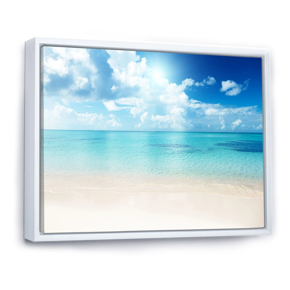 Sand of Beach Blue Caribbean Sea  Canvas Wall Art Print