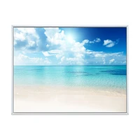 Sand of Beach Blue Caribbean Sea  Canvas Wall Art Print