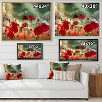 Wild Red Poppy Flowers Sky  Canvas Art Print