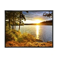 Beautiful View of Sunset over Lake Wall Artwork Print on Canvas