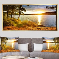 Beautiful View of Sunset over Lake Wall Artwork Print on Canvas