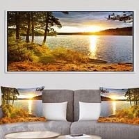 Beautiful View of Sunset over Lake Wall Artwork Print on Canvas