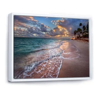 Palm Trees on Clear Sandy  Art Print Canvas
