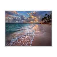 Palm Trees on Clear Sandy  Art Print Canvas