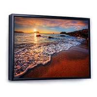Stunning Ocean Beach at Sunset  Art Print on Canvas