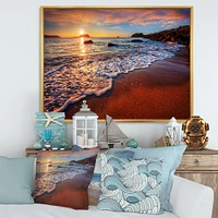 Stunning Ocean Beach at Sunset  Art Print on Canvas