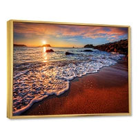 Stunning Ocean Beach at Sunset  Art Print on Canvas
