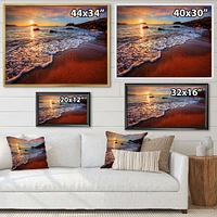 Stunning Ocean Beach at Sunset  Art Print on Canvas