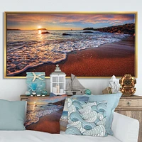 Stunning Ocean Beach at Sunset  Art Print on Canvas