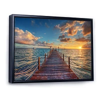 Brilliant Sunrise over Sea Pier  Canvas Wall Art