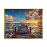 Brilliant Sunrise over Sea Pier  Canvas Wall Art