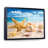 Starfish and Seashells on Beach Canvas Wall Art Print