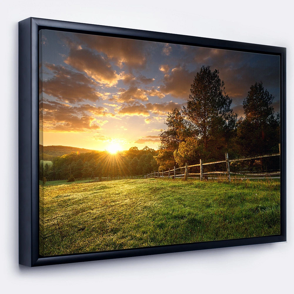 Fenced Ranch at Sunrise Wall Art