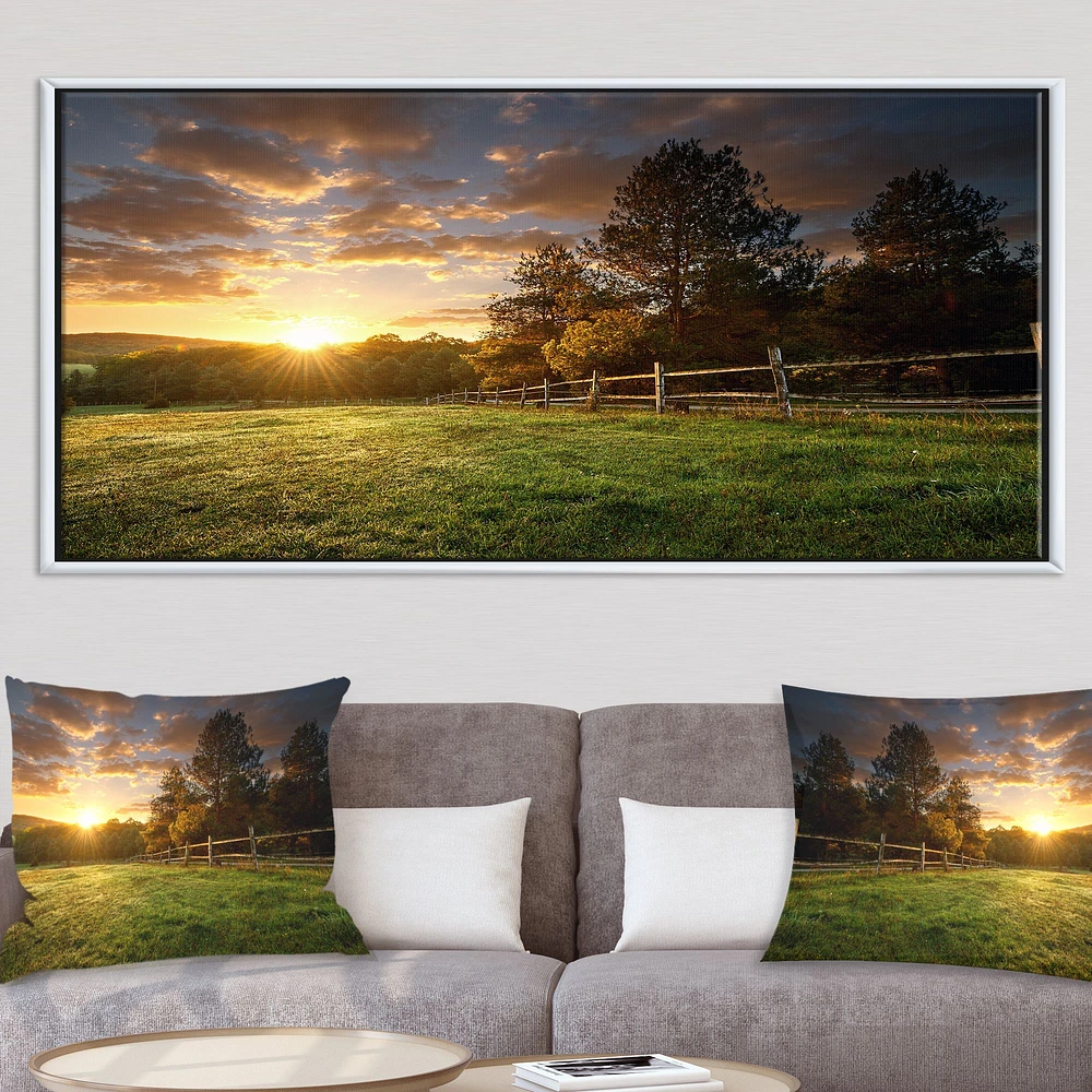 Fenced Ranch at Sunrise Wall Art