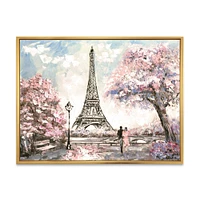 Eiffel with Pink Flowers Canvas Art Print