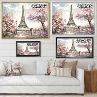 Eiffel with Pink Flowers Canvas Art Print