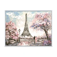 Eiffel with Pink Flowers Canvas Art Print