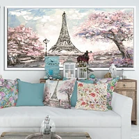 Eiffel with Pink Flowers Canvas Art Print