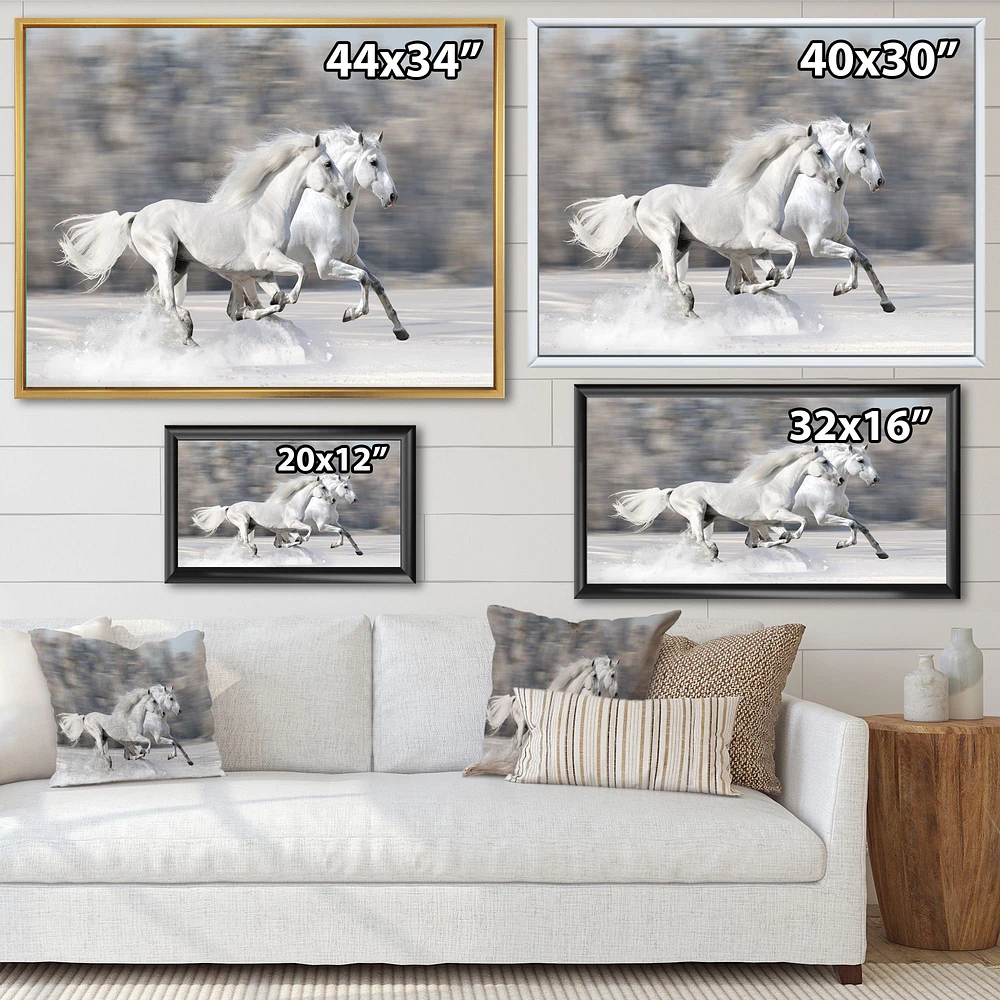 Two White Horse  Wall Art Canvas