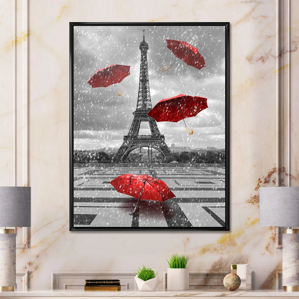 Flying Umbrella with Eiffel Tower  Canvas