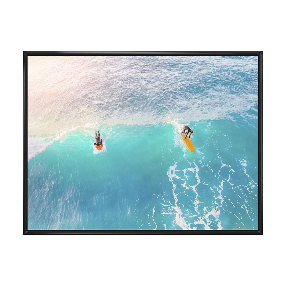 Surfers on A Bright Sunny Ocean Wave  Wall Art