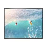 Surfers on A Bright Sunny Ocean Wave  Wall Art
