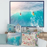 Surfers on A Bright Sunny Ocean Wave  Wall Art