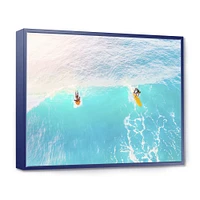 Surfers on A Bright Sunny Ocean Wave  Wall Art