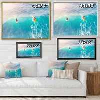 Surfers on A Bright Sunny Ocean Wave  Wall Art