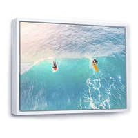 Surfers on A Bright Sunny Ocean Wave  Wall Art