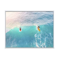 Surfers on A Bright Sunny Ocean Wave  Wall Art