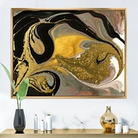 Gold and Black Marbled Rippled Texture I  Wall Art