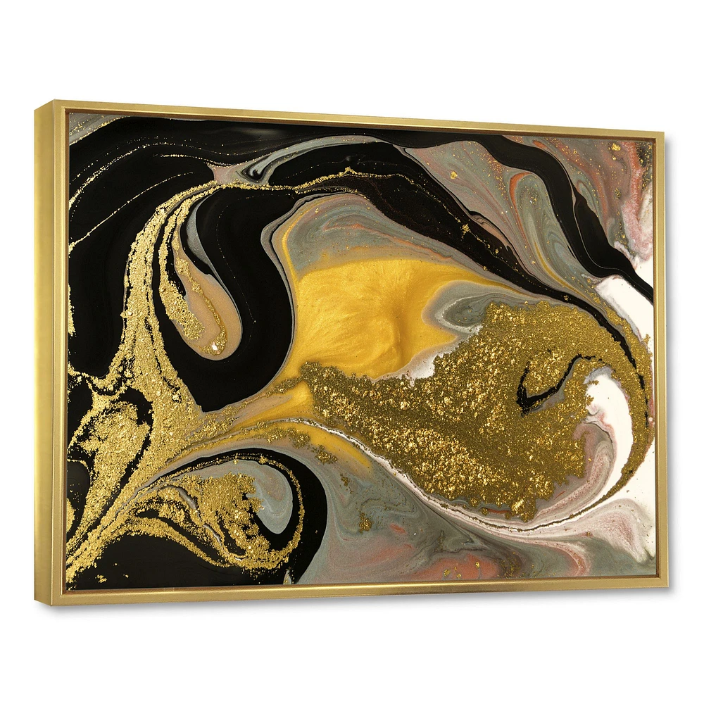 Gold and Black Marbled Rippled Texture I Wall Art