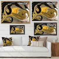 Gold and Black Marbled Rippled Texture I  Wall Art