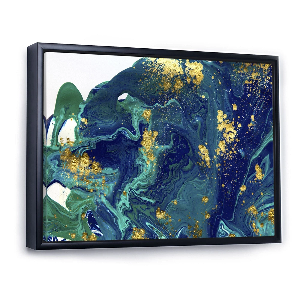 Golden Marble on Dark Blue Universe  Wall Art