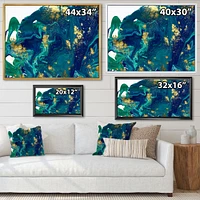 Golden Marble on Dark Blue Universe  Wall Art