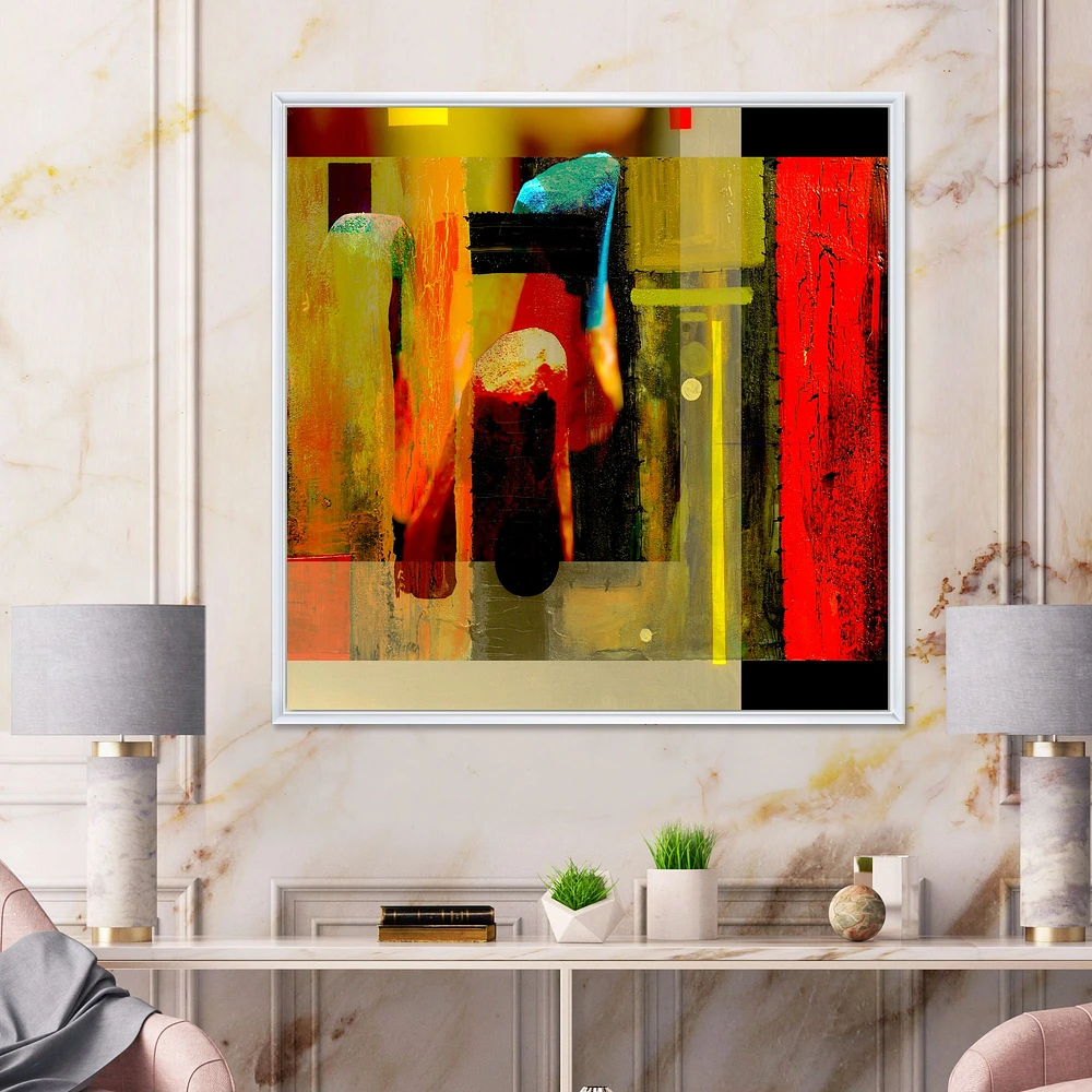 Cubistic Manifestation of Red Black and Green Wall Art