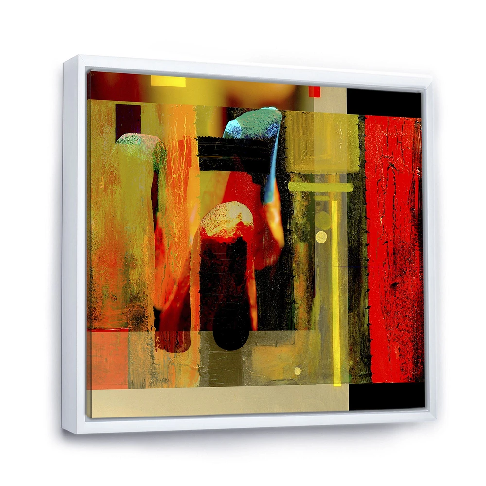 Cubistic Manifestation of Red Black and Green Wall Art