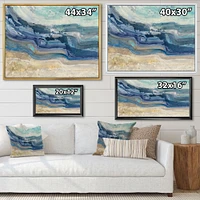 Coast Blue Sea Waves Watercolour Wood Canvas Art