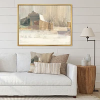 Winter on the Farm house  Canvas Art