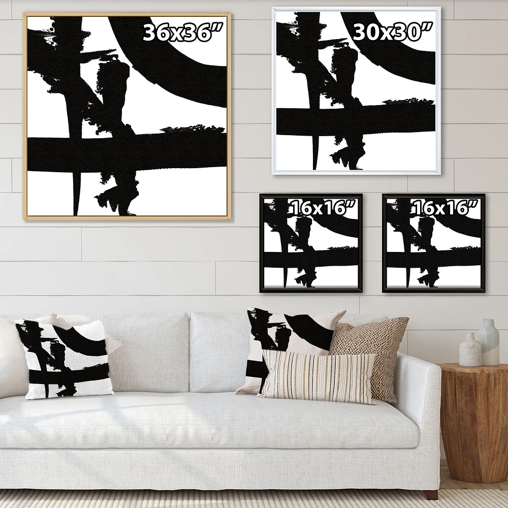 Black and White Crossing Paths I Canvas